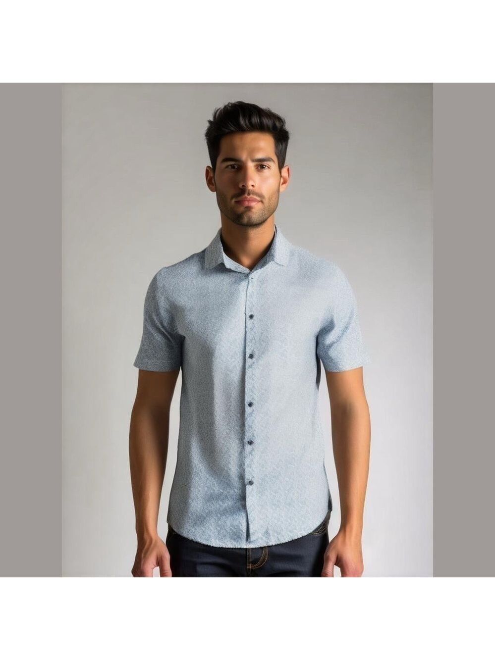 Calvin Klein shirt short sleeve stretch regular fit size M 15-15.5 white blue